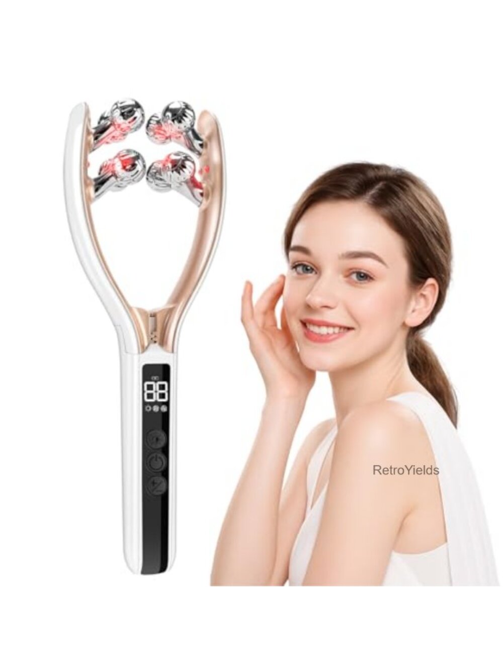 Facial Massager Roller Red Light USB-C Rechargeable Anti-Aging Tool